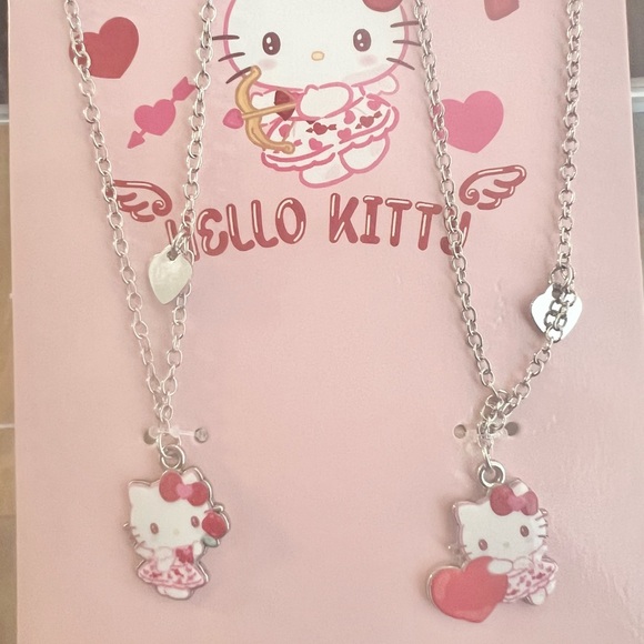 Hello Kitty Other - Hello Kitty Pink and Silver Heart Necklace Set